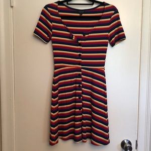 TopShop Rainbow Striped Button Down Dress - Size 6